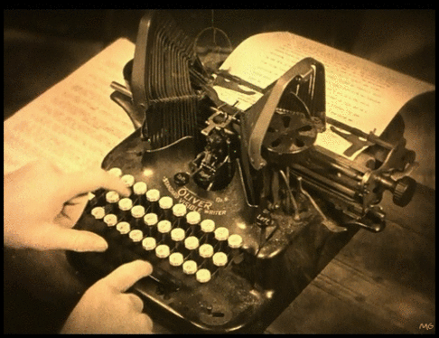 using an old typewriter