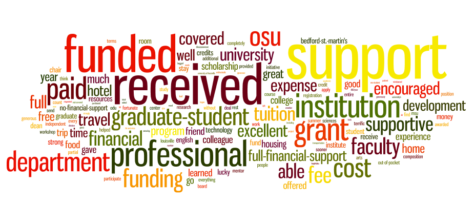 word cloud for responses to question of how much support participants received to attend DMAC