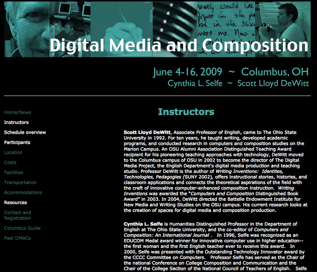 page 3 of the 2009 DMAC site, which provides instructor bios