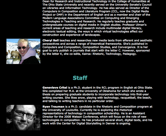 page 5 of the 2009 DMAC site, which provides instructor and staff bios