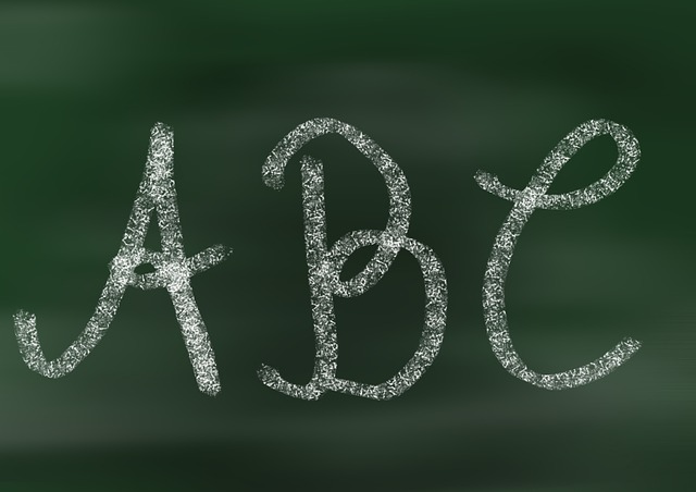A B C on chalkboard