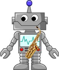 A robot with a saxophone