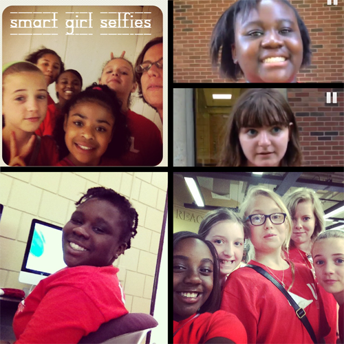 A collection of shots of girls, labeled 'Smart Girl Selfies'