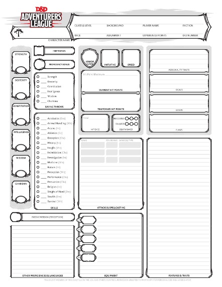 D&D Character Sheet Page #1
