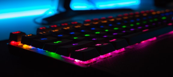 A glowing computer keyboard
