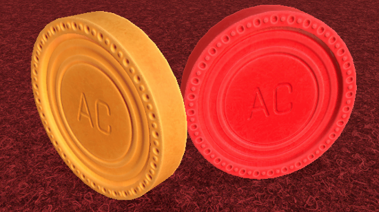 red and yellow coins from the game Connect Four