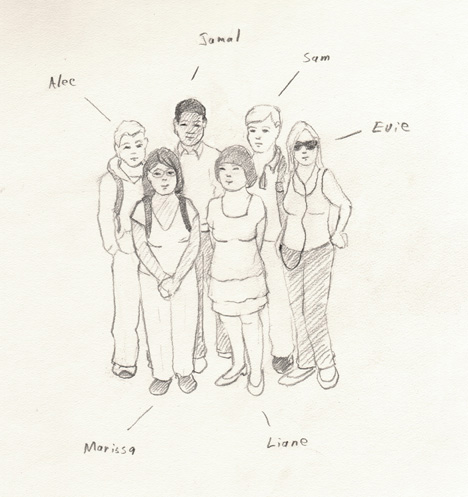 Peer Factor: Initial artist sketch of the cast.