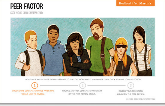 Screenshot of the <em>peer factor</em> Cast