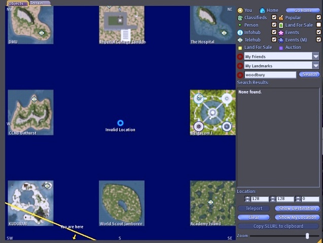 The former location of Woodbury Island in Second Life
