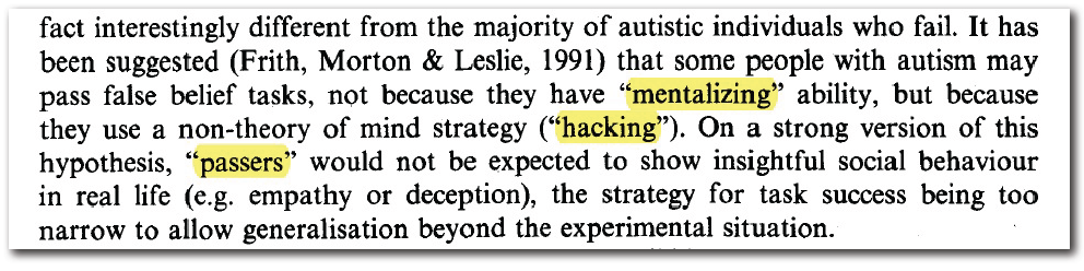 Page from a journal article on autism and hacking