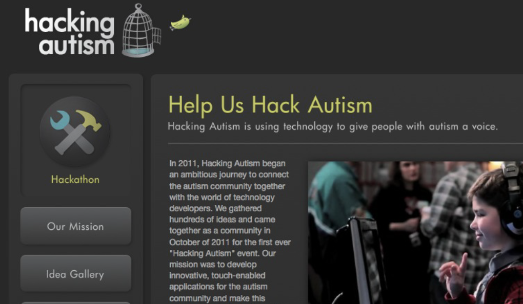 Sreen shot of the Hacking Autism website