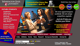 Screenshot of Washington State University Homepage.