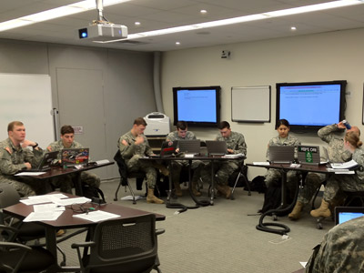 Cadets working in Jefferson Hall's Advanced Classroom Technology Lab (ACTL).