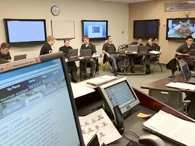 Cadets share their laptop screens with their classmates in Jefferson Hall's Advanced Classroom Technology Lab (ACTL).